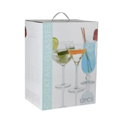 Set 12 pahare, cu picior, pentru cocktail, Excellent Houseware