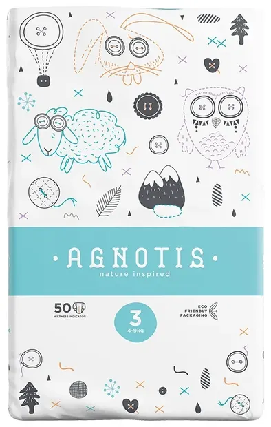 Scutece pentru bebeluși Agnotis - Nr. 3, 4-9 kg, 50 bucăți