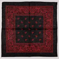 Bandana tip batic patrat cu imprimeu rosu pe negru