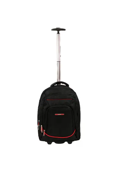 Rucsac cu troler Smiley - 4 compartimente - 46x34x18 cm - negru