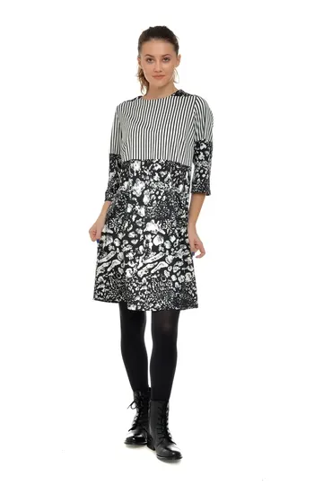 Rochie dama panou 19NI008 alb/negru, Natalee | marimea S