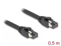 Cablu de retea RJ45 Cat. 8.1 S/FTP LSOH GHMT 0.5m Negru, Delock 80232
