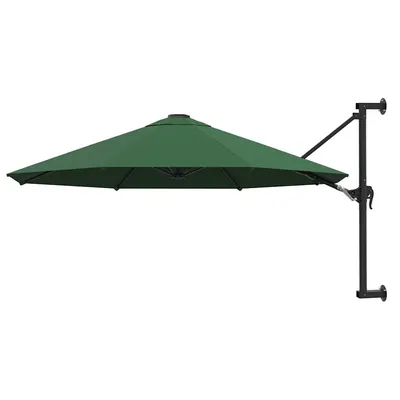 vidaXL Umbrelă soare, montaj pe perete, tijă metalică, verde, 300 cm