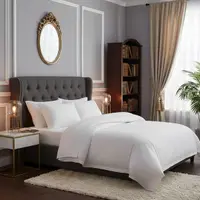Lenjerie de pat pentru 1 persoana, Bumbac Damasc 100%, 3 piese, Cearceaf pat 160x240, Cearceaf pilota 150x210, Fete de perne 50x70, alb