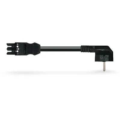 pre-assembled interconnecting cable; Socket/SCHUKO plug; 3-pole; Cod. A; H05VV-F 3G 2.5 mm²; 1 m; 2,50 mm²; black