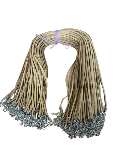 Baza colier Engros, snur FAUX SUEDE 3 mm x 45 cm, Crem