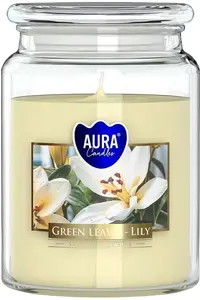 Lumânare parfumată Bispol Aura - Green Leavves Lily, 500 g