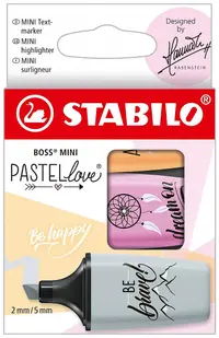 Set de mini markere de text Stabilo Pastel Love - 3 culori