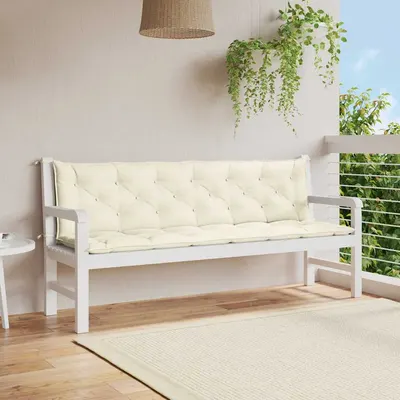 vidaXL Pernă bancă de grădină, alb crem 200x(50+50)x7 cm textil oxford