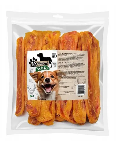 MR. PRETZEL Fâșii uscate de pui gustări pentru câini 500 g