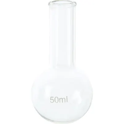 Balon cu fund rotund 50 ml, sticla borosilicat, pentru laborator scolar, uz didactic