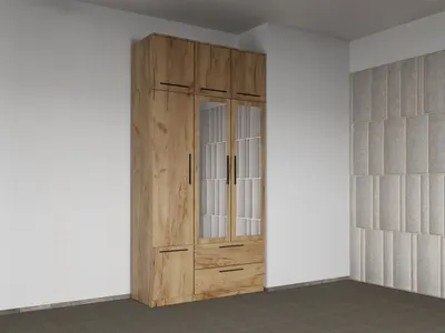 Dulap dormitor Stejar 3U cu oglinda+suprapozabil - Madrid