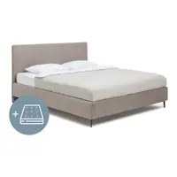 Pat dublu tapițat taupe cu saltea / somieră 160x200 cm Noira Slim - Bonami Selection