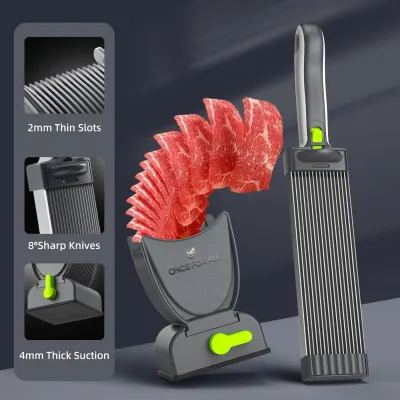 Feliator Profesional pentru Carne cu Lame Multiple din Inox Alimentar si Grosime Ajustabila (2-4mm) – Ideal pentru Tartar, Fasii, Felii si Cuburi de Carne