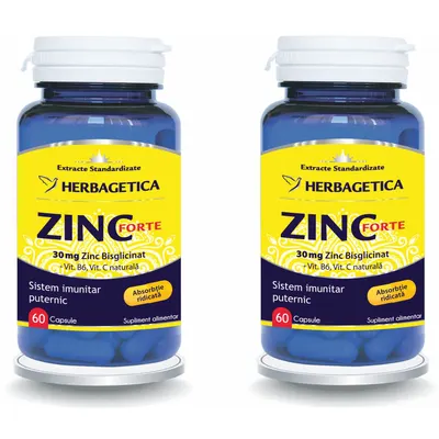 Pachet Zinc Forte 60cps+60cps (50% reducere la al doilea produs)