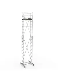 Schela mobila aluminiu telescopica 2x5(m), inaltime lucru 10 metri, o platforma 1,6x0,6(m), max 200kg/mp - CNO-SME-MEGA10
