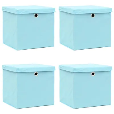 vidaXL Cutii depozitare cu capace, 4 buc., albastru, 28x28x28 cm