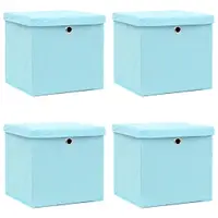 vidaXL Cutii depozitare cu capace, 4 buc., albastru, 28x28x28 cm