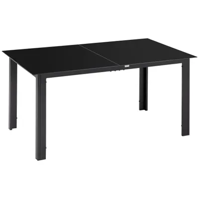 Outsunny Masă de Grădină cu Blat din Sticlă Temperată 150x90 cm pentru 6 Persoane, Masă de Luat Prânzul din Aluminiu pentru Exterior, Patio, Terasă, Balcon, Negru | Aosom Romania