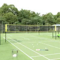 Gossi plasa de badminton, galben si negru, 600x155 cm, tesatura pe