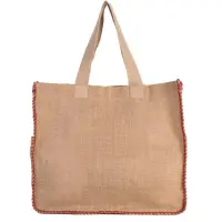 Sacosă textil cu cusături contrastante - maro - Default Title