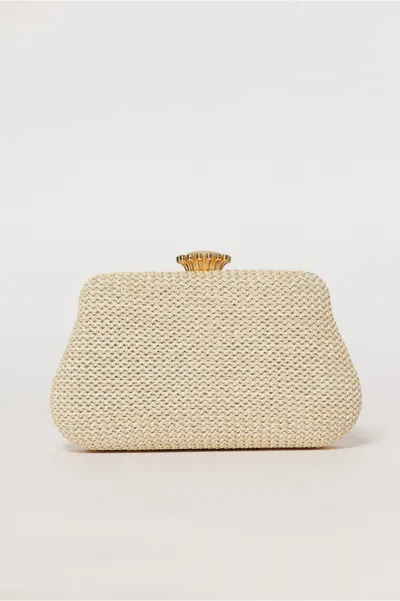 Clutch nude din material textil impletit