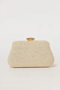 Clutch nude din material textil impletit