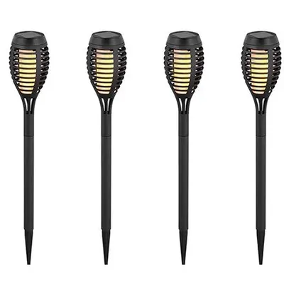Set 4 corp iluminat gradina IP44 3 in 1 efect flacara incarcare solar V-TAC SKU-8689