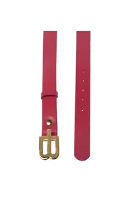 Curea din piele cu catarama cu nit si model monograma - Fucsia