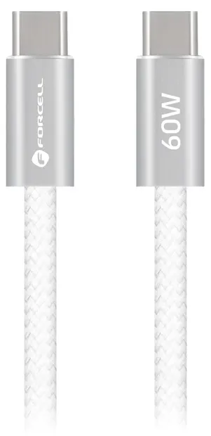 Cablu Forcell - F-Energy, USB-C/USB-C, 60W, 1.2 m, alb