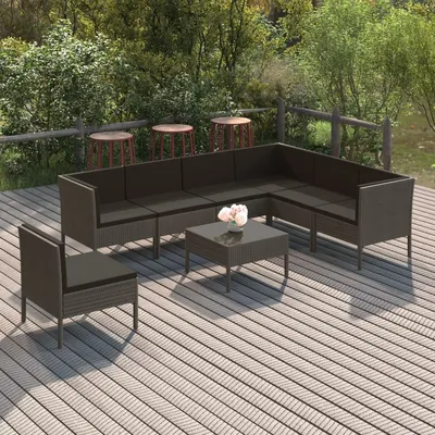 Gossi set mobilier de gradina cu perne, 8 piese, gri, poliratan