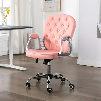 vidaXL Scaun de birou pivotant, roz, piele ecologică