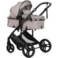 Carucior transformabil 3 in 1 pentru copii Chipolino Amore Latte cu suspensii, sezut reversibil, accesorii, greutate suportata 22 kg