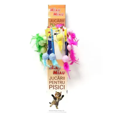 Jucarie pentru pisici Miau Miau Undita Minge 1 buc