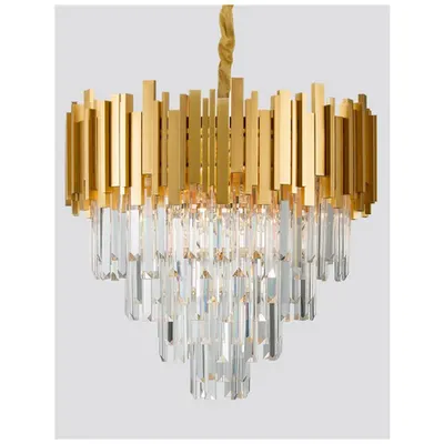 Lampa suspendata GRANE Auriu Metal & Crystal LED E14 8x5 Wat 230 Volt IP20 Fara bec
