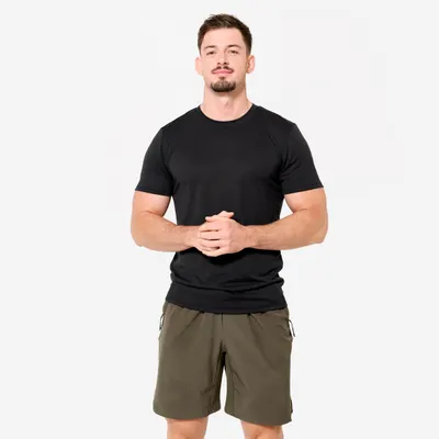 Tricou cross-training respirant slim Negru Bărbați