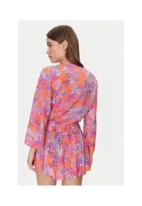 Bluza crop de plaja cu imprimeu