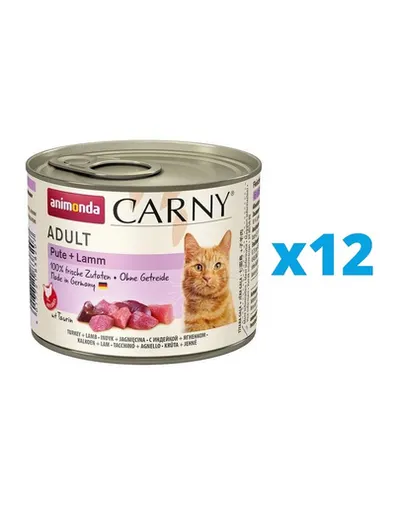 ANIMONDA Carny Adult Hrana umeda pisici, cu curcan si miel 12 x 200 g