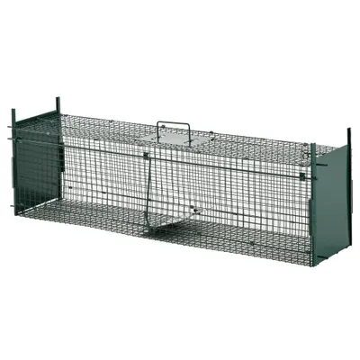 PawHut Capcană pentru Animale Mici cu Ușă Dublă, 100x25x28 cm, Verde | Aosom Romania