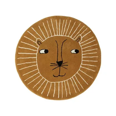 Covor pentru copii maro din amestesc de lână ø95 cm Lion – OYOY Mini