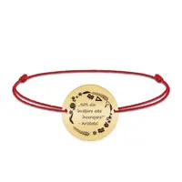 Courage - Bratara personalizata snur "90% din invatare este incurajare" din argint 925 placat cu aur galben 24K