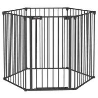 PawHut Poarta Pliabila pentru Caini de Talie Medie Siguranta Modulara Metal si Plastic 123x102x90cm Negru | Aosom Romania