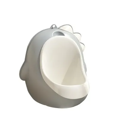 Pisoar pentru baieti Little Mom Grey Dino, cu vas colector detasabil, design ergonomic si suspendabil, dimensiune 30 x 26 cm
