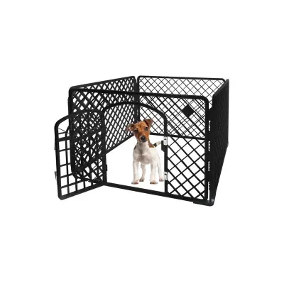 Tarc animale de companie, universal, usa intrare, ABS, 90x90x60 cm, negru