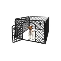 Tarc animale de companie, universal, usa intrare, ABS, 90x90x60 cm, negru