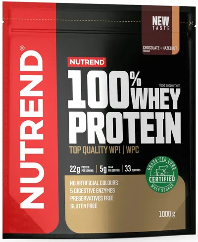 100% Whey Protein, ciocolată cu alune, 1000 g, Nutrend