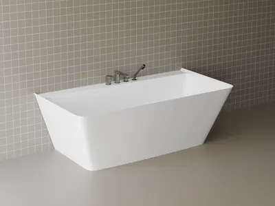 Cada freestanding dreptunghiulara, compozit alb mat, interior lucios,170x85.5x58 cm, Foglia Grace