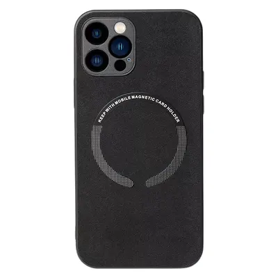 Husa Magsafe, Alcantara look, Compatibila cu iPhone 13 Pro, Wireless charging, Textil, Negru Engros