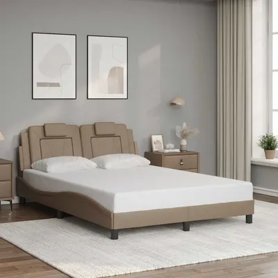 vidaXL Cadru de pat, Viana, fără saltea, cappuccino, 120x200 cm, piele ecologică