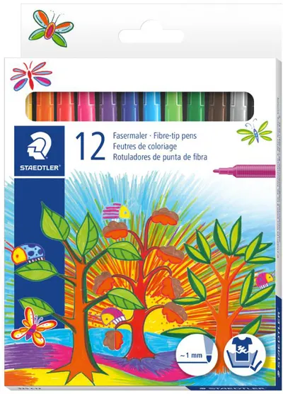 Carioci colorate Staedtler 325 - 12 culori, spalare usoara